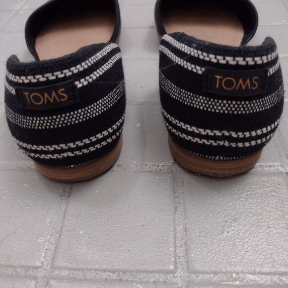 Toms Jutti Flats Women’s Size 6M Black Leather & Global Stripe Slip On - Picture 3 of 4